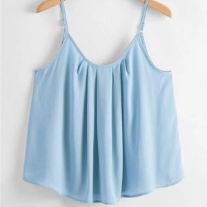 Sky Blue Flowy Pleated Cami Top